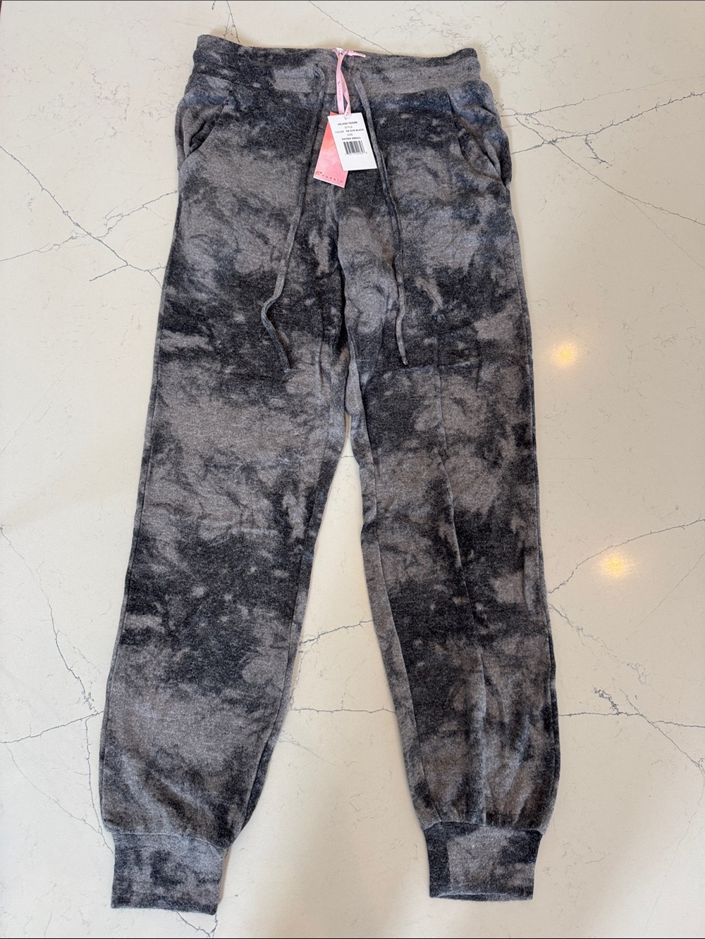 Fornia Cozy Tie-Dye Gray Kids Fleece Joggers